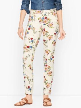 Talbots Cream Floral Slim Ankle Jeans with Multicolor Blooms NWT 16W